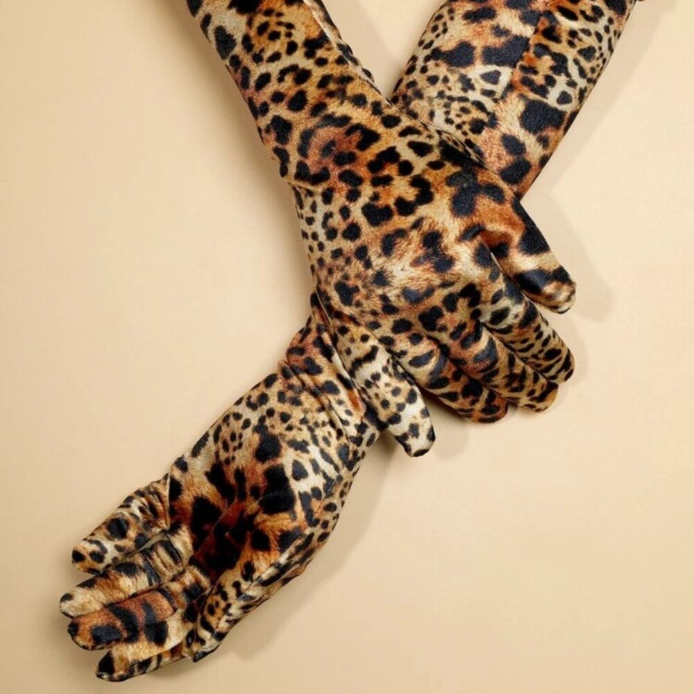 Leopard Pattern Long Fashion Gloves NEW Party Halloween cosplay